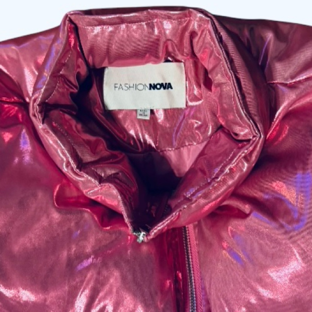 Women’s Fashion Nova Cropped Metallic Pink Jacket - Picture 4 of 10